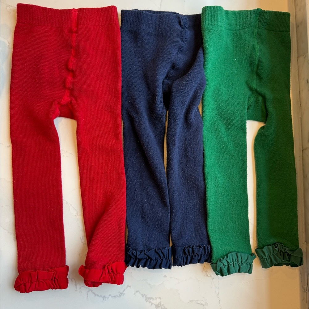 Bundle 3 Ruffle Butts ruffle leggings blue green red GUC girls 12-24 months